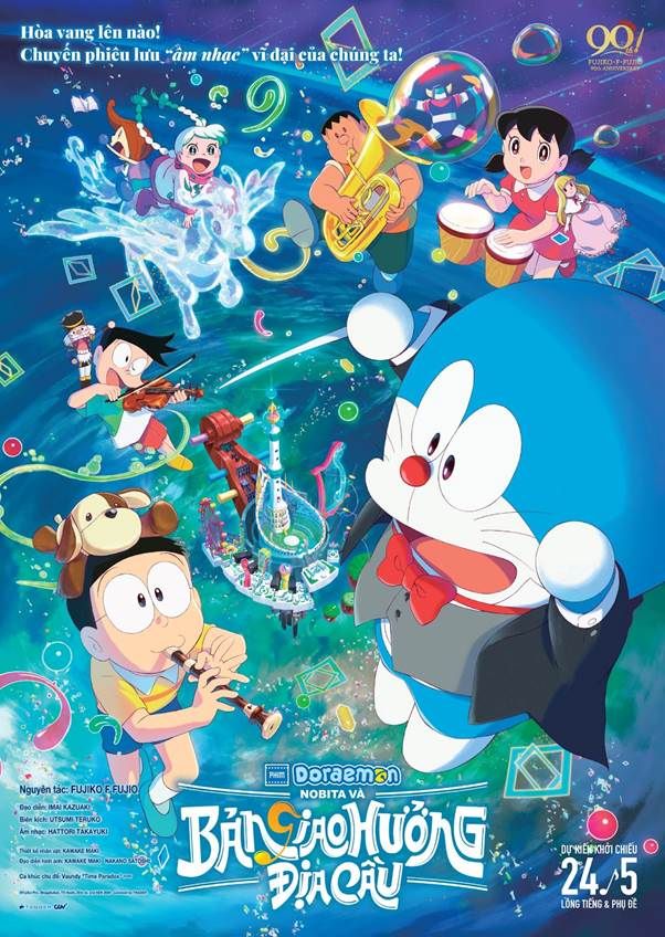 Phim điện ảnh "Doraemon: Nobita và bản giao hưởng địa cầu" đánh dấu lần đầu tiên của loạt Doraemon lấy chủ đề âm nhạc
