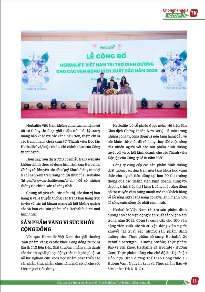 Herbalife - Sản phẩm vàng vì sức khoẻ cộng đồng