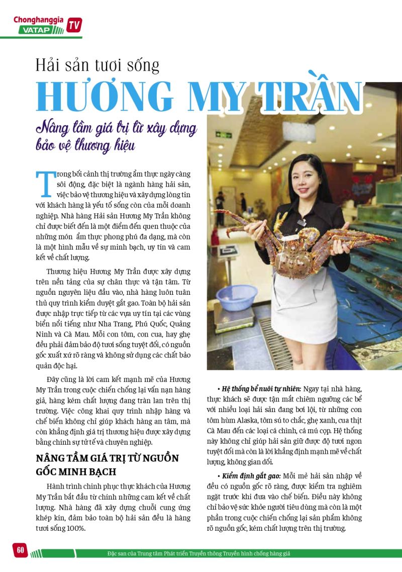 Hải sản tươi sống Hương My Trần - Nâng tầm giá trị từ xây dựng bảo vệ thương hiệu
